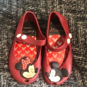☀️ Disney Happy Mickey Happy Minnie Snap Close Red Mary Jane size 12